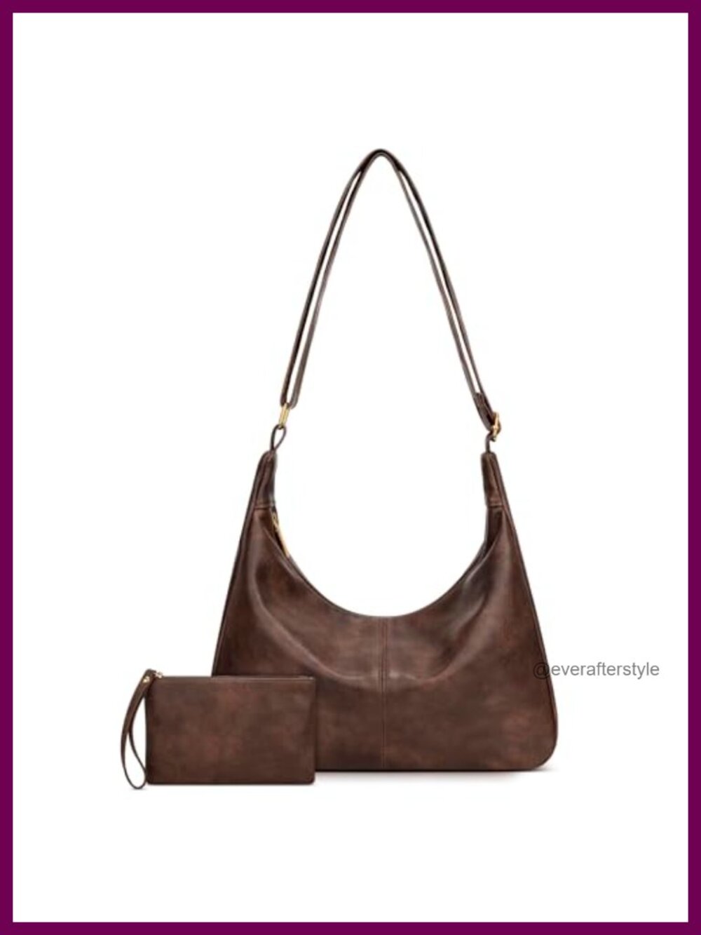 Slouchy Hobo Shoulder Bag Vegan Leather Purse Crossbody Everyday